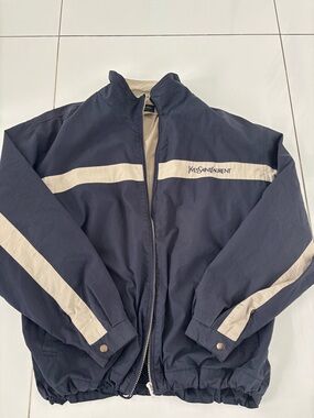 YVES SAINT LAURENT Vintage Striped Logo Zip Track Jacket Windbreaker YSL
Bomber